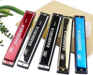 -(Professional 24 Hole Harmonica Play Double Row C-key Harmonica Beginner Tremolo Harmonica Jazz Folk Harmonicas Children Gift (Blue-B0FGRMGTQG