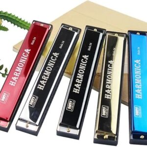 61FmdQGjsCL._AC_SX569_ -(Professional 24 Hole Harmonica Play Double Row C-key Harmonica Beginner Tremolo Harmonica Jazz Folk Harmonicas Children Gift (Blue-B0FGRMGTQG