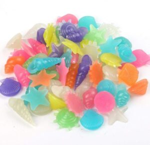 Glow in the Dark Pebbles for Walkways Decor, Outside Bulk Glow in the Dark Rocks for Outdoor Fairy Garden, Glowing Stones for Driveway, Fish Tank Aquarium Glow Decorations Gravel,Solar 50Pcs-B0FH7HPM95
