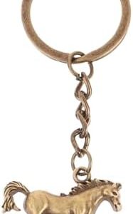 Vintage Bronze Running Horse Keychain, Solid Metal Animal Charm, 3cm Length, Decorative Key Ring-B0FGW6DQ7F