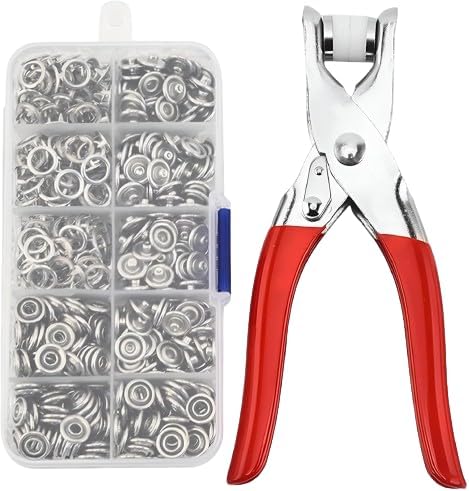 MySouqEg - Store Hardware Kit with Stainless Steel Brass Snap Stapler, Fasten Baby Clothes Buttons Neatly and Easily, Includes About 200 Capsules for Multi-Work Use, Get It Now by Piggy Bell-B0FGY83JHY