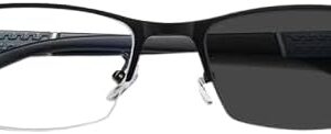 Men's Vintage Business Photochromic Myopia Glasses Half Frame Metal Blue Light Blocking Eyewear Classic UV Shades Sunglasses نظارات قصر النظر الشمسية متغيرة اللون في الشمس-B0FL9VXQPB