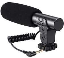 3.5mm Audio Plug Recording Microphone with Spring Cable One Key Switch Mode for Mobile Phone Camera Universal Video Record-B0BM7V5ZG4