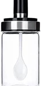 Glass Storage Jar with Built-in Spoon – Elegant and Practical for Spices, Honey, Nuts & More 1pcs 13cm*5cm-B0FMY79JFG