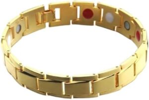 Men's Gold Magnetic Therapy Bracelet – Elegant Stainless Steel Wellness Bracelet with Negative Ions, Germanium & Infrared Elements 1PCS - 22CM-B0FMYJQGXX