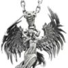 " (1 Pc) Creative Design Silver Color Evil Angel Wings Pendant Necklace Personality Men and Women Couples Decorative Cool Jewelry-B0FJ2TWG8L