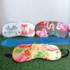 Tropical Flamingo Sleep Mask with Cooling Gel Insert – Blue Background with Leaves & Fruit-B0FMQ63RS9