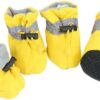 [4pcs/set] Waterproof Pet Dog Shoes Anti-slip Rain Boots Footwear for Small Cats Dogs Puppy Dog Pet Booties Pet Paw Accessories (Yellow, Size 3)-B0CRCDTBPM