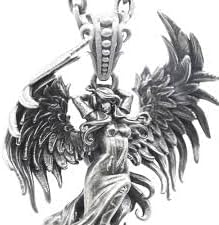 "MySouq-Store (1 Pc) Creative Design Silver Color Evil Angel Wings Pendant Necklace Personality Men and Women Couples Decorative Cool Jewelry-B0FJ2TWG8L