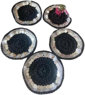 5 Pcs Handmade Crochet Coaster plates for cubs and mug عدد 5 قطع تشكيلة متنوعه من قواعد الاكواب والمج مصنوعة من الكورشية-B0FKBM5WC2