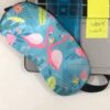 Tropical Flamingo Sleep Mask with Cooling Gel Insert – Blue Background with Leaves & Fruit-B0FMQ63RS9
