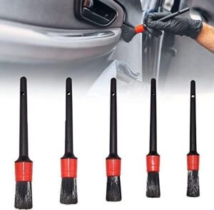 SIZE: 5 different car brush sizes, almost meet all your needs for car cleaning, length enough for easily reaching into the lug nuts, narrow and any other tough to reach areas. NO METAL PARTS-B0FLR9H8QD