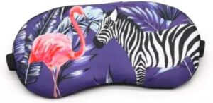 Tropical Animal Print Sleep Mask with Cooling Gel Insert – Flamingo & Zebra Design-B0FMQ3YN56