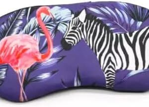 Tropical Animal Print Sleep Mask with Cooling Gel Insert – Flamingo & Zebra Design-B0FMQ3YN56