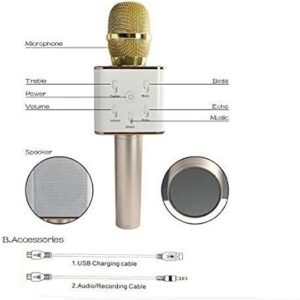 Wireless Bluetooth Microphone with Q7 Speaker Portable Blade Compatible with All Smartphones