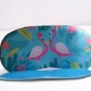 Tropical Flamingo Sleep Mask with Cooling Gel Insert – Blue Background with Leaves & Fruit-B0FMQ63RS9