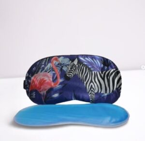Tropical Animal Print Sleep Mask with Cooling Gel Insert – Flamingo & Zebra Design-B0FMQ3YN56