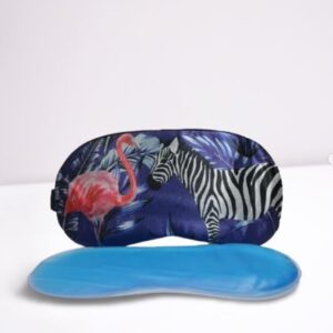 41+k3Ayd8IL._AC_ Tropical Animal Print Sleep Mask with Cooling Gel Insert – Flamingo & Zebra Design-B0FMQ3YN56