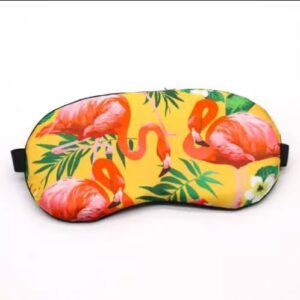 Flamingo Print Sleep Mask with Cooling Gel Insert – Yellow Tropical Design-B0FMQ4Y6KS