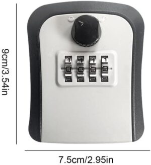 Key Lock Box, 4 Digit Combination Wall Mount Key Storage Lock Box for Outdoor & Indoor 5 Keys Large Capacity for House Spare Keys, Home, School, Office Wall Safe (Gary)-B0FMRSV77D