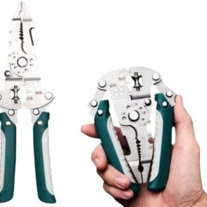 Foldable wire stripper, pulley design multi-function electrician wire splitter wire winding pliers crimping pliers hand tool (E)-B0FMHFMRP4