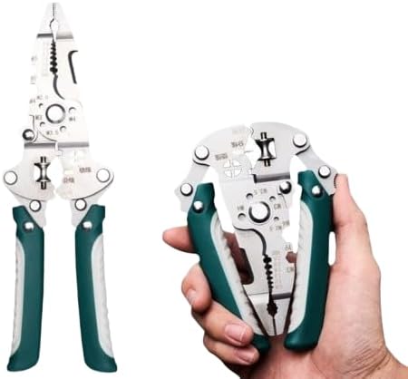 Foldable wire stripper, pulley design multi-function electrician wire splitter wire winding pliers crimping pliers hand tool (E)-B0FMHFMRP4