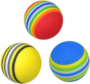 [4 pcs] Random Color Rainbow EVA Cat Play Ball Interactive Cat Dog Play Chewing Rattle Scratch EVA Ball Training Balls Pet Run Supplies, (C4)-B0FL15CRF2