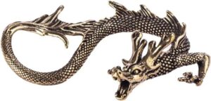 Mini Metal Brass Dragon Statue Tabletop Chinese Ornament Luck Figurine for Home Office Desk Bookshelf End Table (Bronze)-B0FKCTR9TK