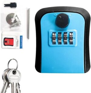 Key Lock Box, 4 Digit Combination Wall Mount Key Storage Lock Box for Outdoor & Indoor 5 Keys Large Capacity for House Spare Keys, Home, School, Office Wall Safe (RED)-B0F1ZQHFSN