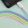 1Pcs Roll 1.4m Laser Color USB Charging Data Cable Protector Anti-break Spring Protection Rope Wire Cord Rope Earphone Bobbin Winder (Random Color May Apply)-B0FLWM4WQB