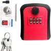 Key Lock Box, 4 Digit Combination Wall Mount Key Storage Lock Box for Outdoor & Indoor 5 Keys Large Capacity for House Spare Keys, Home, School, Office Wall Safe (RED)-B0F1ZQHFSN