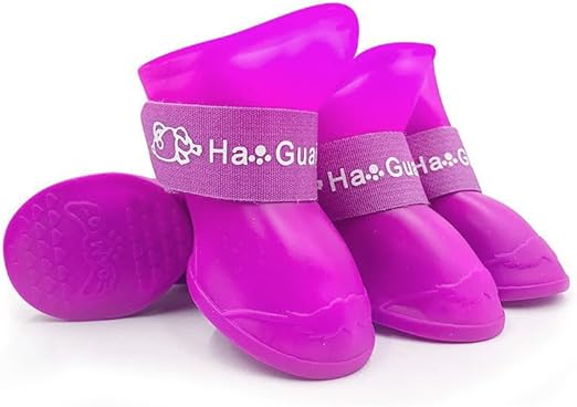 4Pcs Pet WaterProof Rainshoes Anti-slip Rubber Boot For Big Large and Small Dogs Cats Outdoor Boots Pet Rain Shoes For Pets (Purple, XL: Shoe length 7.5cm/ Shoe width 6cm)-B0FKBZ5117