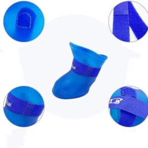 51KaJ45Dj1L._AC_ 4Pcs Pet WaterProof Rainshoes Anti-slip Rubber Boot For Big Large and Small Dogs Cats Outdoor Boots Pet Rain Shoes For Pets (Blue, XXL: shoe length 8.6cm/ shoe width 7.1cm)-B0FKBZW736