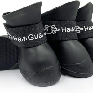 4Pcs Pet WaterProof Rainshoes Anti-slip Rubber Boot For Big Large and Small Dogs Cats Outdoor Boots Pet Rain Shoes For Pets (Black, XL: Shoe length 7.5cm/ Shoe width 6cm)-B0FKBY6Q5Y