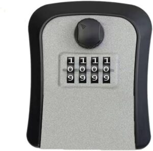 Key Lock Box, 4 Digit Combination Wall Mount Key Storage Lock Box for Outdoor & Indoor 5 Keys Large Capacity for House Spare Keys, Home, School, Office Wall Safe (Gary)-B0FMRSV77D