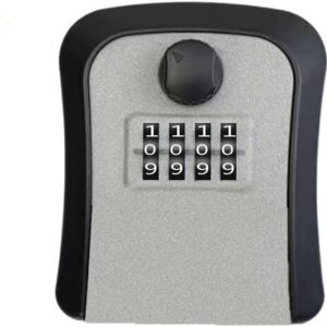 Key Lock Box, 4 Digit Combination Wall Mount Key Storage Lock Box for Outdoor & Indoor 5 Keys Large Capacity for House Spare Keys, Home, School, Office Wall Safe (Gary)-B0FMRSV77D