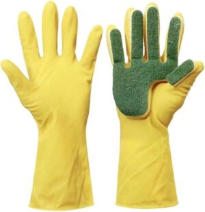 1 Pair Home Washing Cleaning Gloves Garden Kitchen Dish Sponge Fingers Rubber Household Cleaning Gloves for Dishwashing-B0CGF8X4ZJ