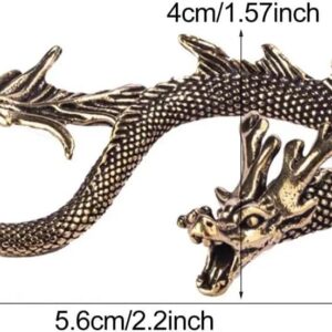 Mini Metal Brass Dragon Statue Tabletop Chinese Ornament Luck Figurine for Home Office Desk Bookshelf End Table (Bronze)-B0FKCTR9TK