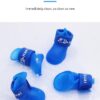 4Pcs Pet WaterProof Rainshoes Anti-slip Rubber Boot For Big Large and Small Dogs Cats Outdoor Boots Pet Rain Shoes For Pets (Blue, XXL: shoe length 8.6cm/ shoe width 7.1cm)-B0FKBZW736