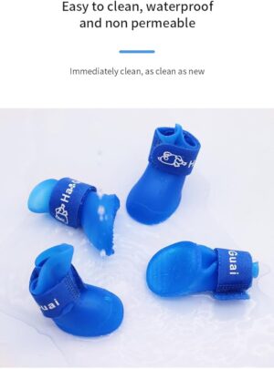4Pcs Pet WaterProof Rainshoes Anti-slip Rubber Boot For Big Large and Small Dogs Cats Outdoor Boots Pet Rain Shoes For Pets (Purple, XL: Shoe length 7.5cm/ Shoe width 6cm)-B0FKBZ5117