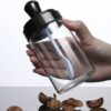 Glass Storage Jar with Built-in Spoon – Elegant and Practical for Spices, Honey, Nuts & More 1pcs 13cm*5cm-B0FMY79JFG