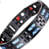 Men's Black Magnetic Therapy Bracelet – Elegant Blue Stone Design with Link Removal Tool 1pcs - 22cm-B0FMYQD11K