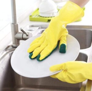 1 Pair Home Washing Cleaning Gloves Garden Kitchen Dish Sponge Fingers Rubber Household Cleaning Gloves for Dishwashing-B0CGF8X4ZJ