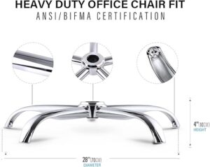 office chair base, 28 inch office chair base replacement with reinforced metal legs (2200lbs), chair bottom part for most chairs, cylinder and caster sockets (silver)-B0FLVNSNHQ