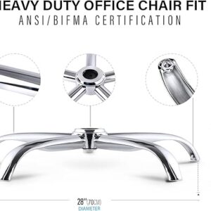 office chair base, 28 inch office chair base replacement with reinforced metal legs (2200lbs), chair bottom part for most chairs, cylinder and caster sockets (silver)-B0FLVNSNHQ