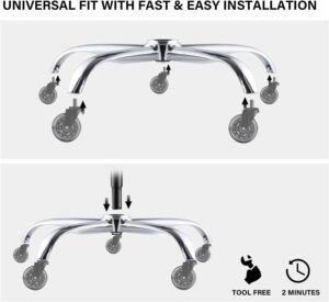 office chair base, 28 inch office chair base replacement with reinforced metal legs (2200lbs), chair bottom part for most chairs, cylinder and caster sockets (silver)-B0FLVNSNHQ