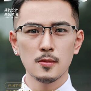 618LcuSV5hL._AC_SY606_ Men's Vintage Business Photochromic Myopia Glasses Half Frame Metal Blue Light Blocking Eyewear Classic UV Shades Sunglasses نظارات قصر النظر الشمسية متغيرة اللون في الشمس-B0FL9VXQPB