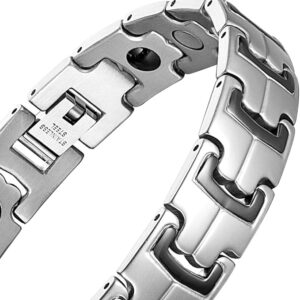 Men's Magnetic Therapy Bracelet – Stainless Steel Pain Relief Bracelet with Germanium, Infrared, Negative Ions & Magnets 1PCS - 22CM-B0FMYK4R66