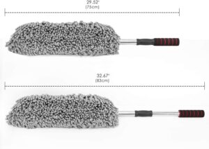 Super Soft Microfiber Car Duster Exterior with Extendable Handle, Car Brush Duster for Car Cleaning Dusting - Grey - Big one about 55 to 75 cm telescopic-B0FM6BLF91