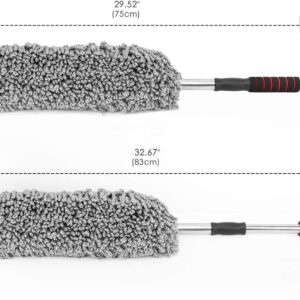 61KuEEmM1CL._AC_SL1500_ Super Soft Microfiber Car Duster Exterior with Extendable Handle, Car Brush Duster for Car Cleaning Dusting - Grey - Big one about 55 to 75 cm telescopic-B0FM6BLF91